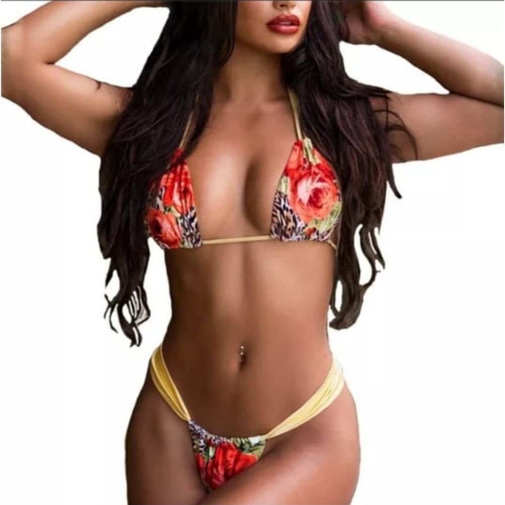 Rose floral leopard swimsuit Sexy women lady Push- 2026